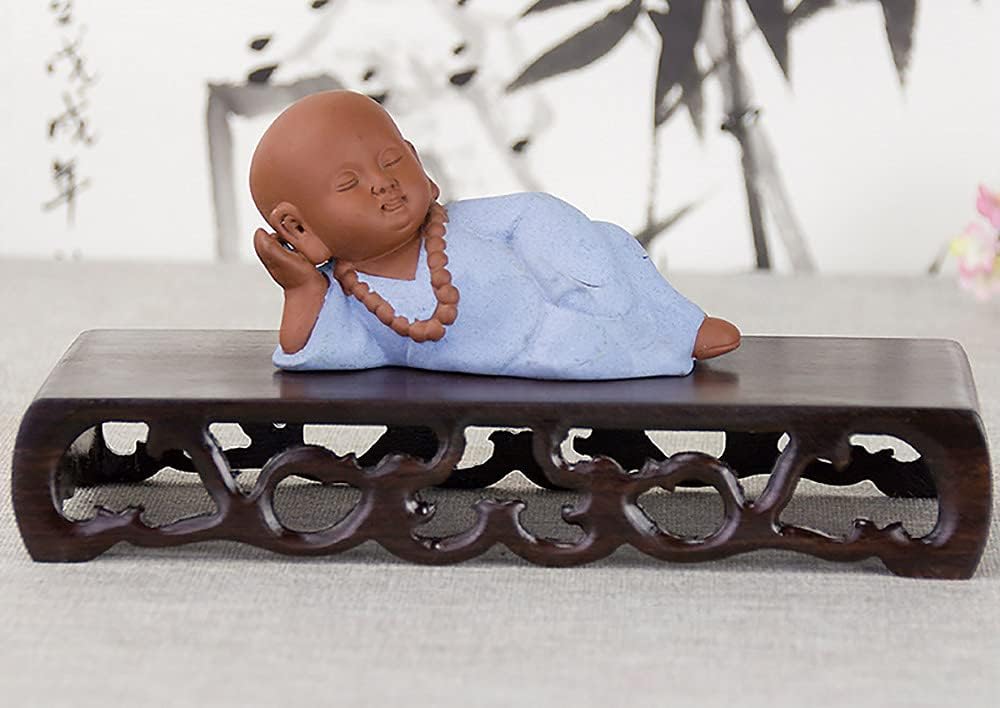 GOLDYWENDY Black Catalpa Wood Rectangular Book Scroll Base Flower Pot Vase Buddha Statue Display Stand Pedestal