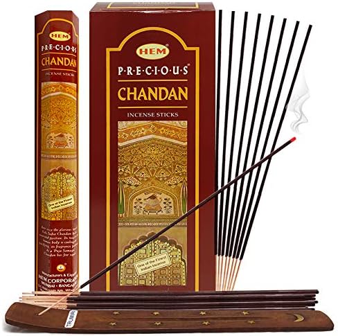 TRUMIRI Precious Chandan Incense Sticks and Holder Set