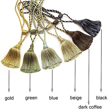 Fenghuangwu Gold Curtain Tiebacks with Tassel 2 Pack