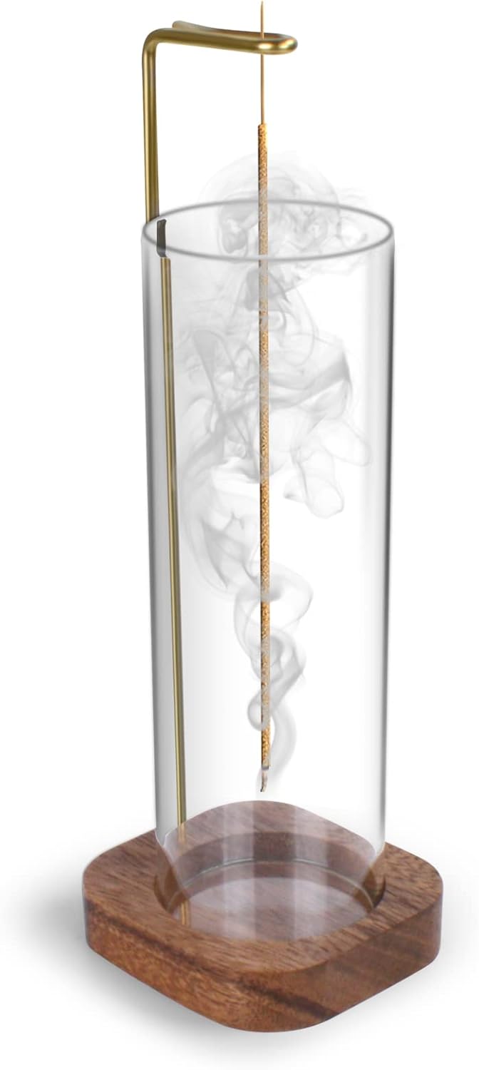 YHAOEN Incense Holder with Anti-Ash Design and Glass Catcher