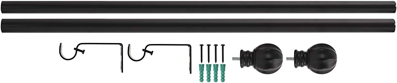 Ivilon Curtain Rod with Ball Finials - 1 Inch Black