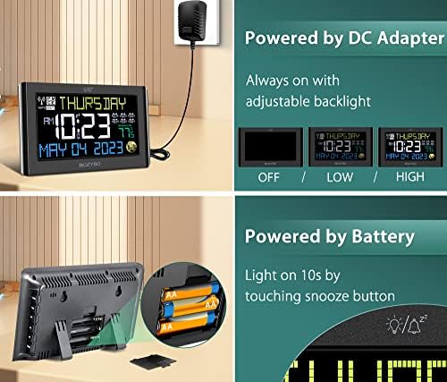 BOZYBO Digital Clock with 6 Alarms and Temperature