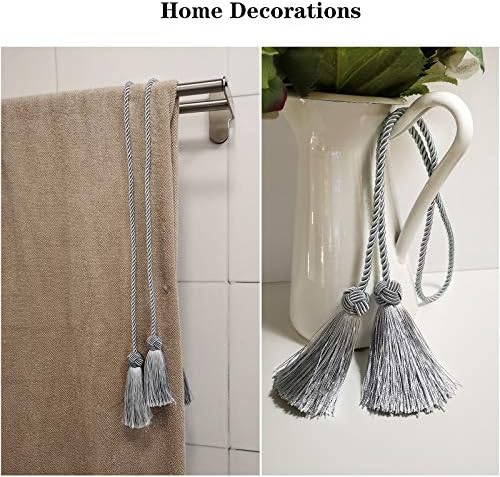 Elegant Grey Tassel Curtain Tiebacks 6 Pack