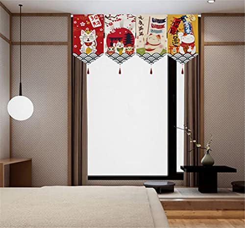Set of 4 Japanese Beckoning Cat Doorway Hanging Flags for Home Decor