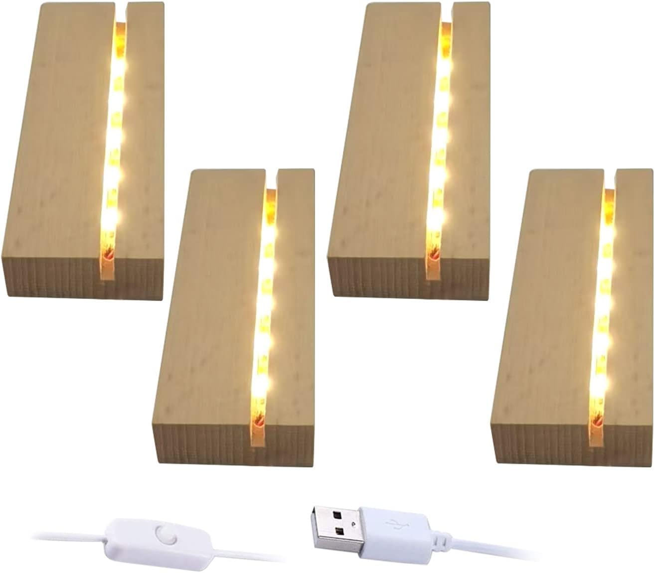 433 Inch Rectangle Wooden LED Display Pedestal Stand 4 Pcs