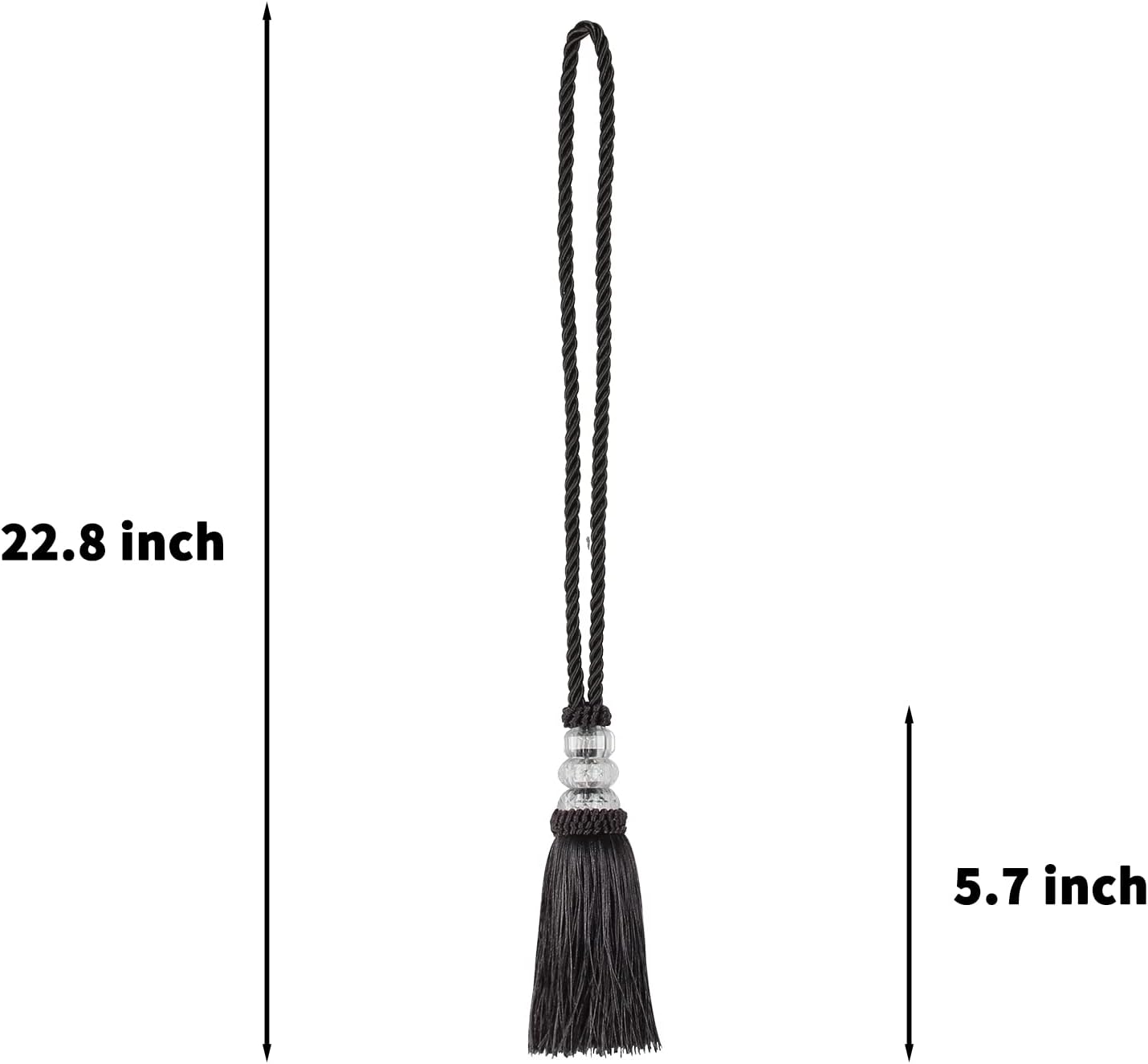 Modern Curtain Tiebacks with Tassel 2 Pack Charcoal