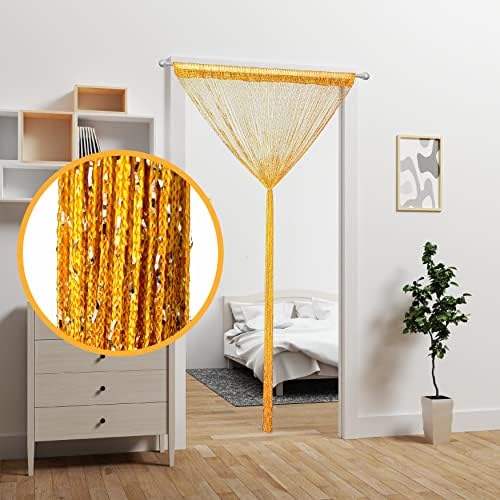 Gold Beaded Curtain for Doorway and Room Divider
