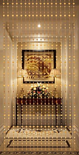 THY COLLECTIBLES Golden Heart Beaded Curtain for Windows and Doorways