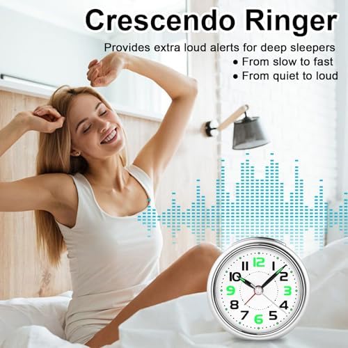 DTKID 327 Inch Analog Alarm Clock with Night Light and Snooze