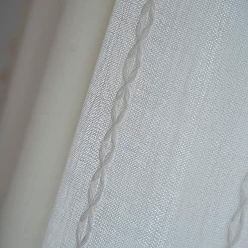 ColorBird White Curtains 2 Panels Rod Pocket Farmhouse Style