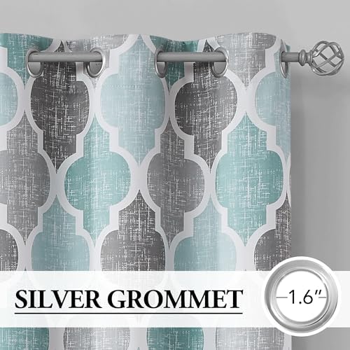 Beauoop Blackout Curtains 50x63 2 Panels Aqua Grey
