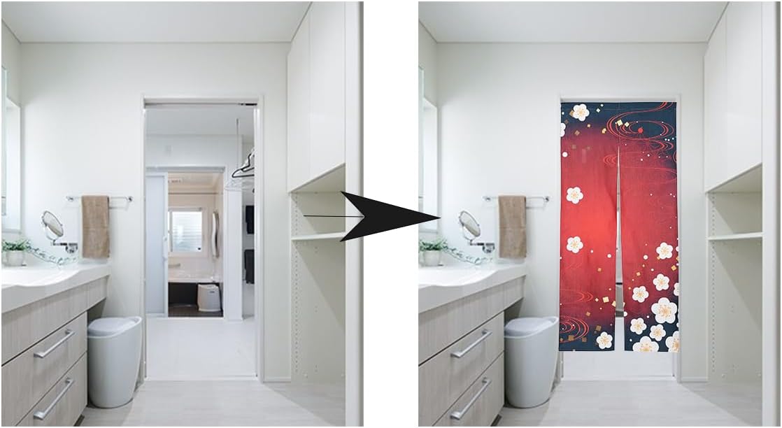 Plum Blossom Print Noren Door Curtain for Home Dcor