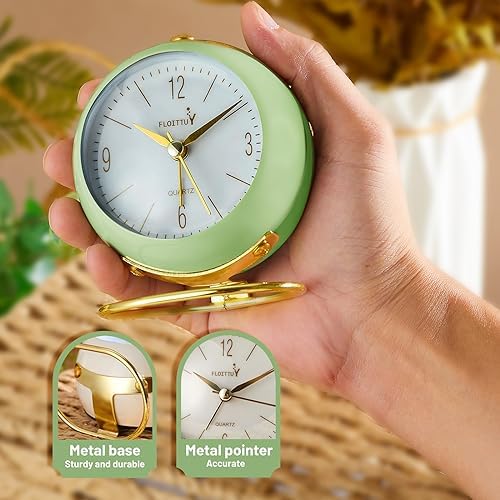 Silent Table Analog Alarm Clock with Night Light and Beep Sound