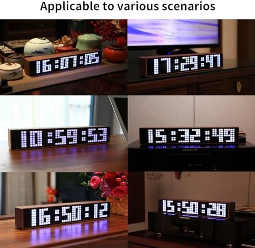 Creative LED Clock Solid Wood Design WiFi Sync Weather Display Voice Chime Multi-Use Decor