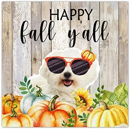 Thanksgiving Hello Fall Decorative Wood Sign 8x8in