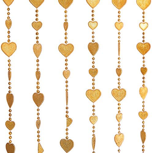 THY COLLECTIBLES Golden Heart Beaded Curtain for Windows and Doorways