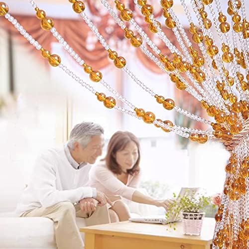 EMYJAY Gold Beaded Curtain Panel with Tassels