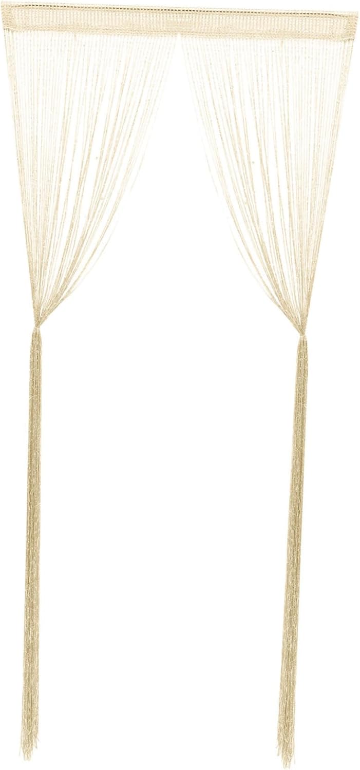 Amosfun 2pcs String Curtain for Doorway Black Tassel Room Divider Panels