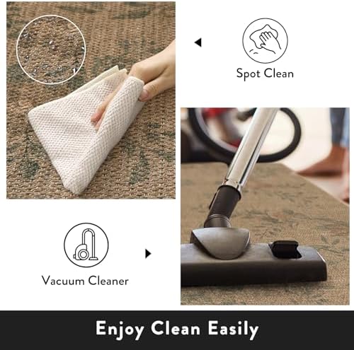 Lahome Floral Jute Hallway Rug 2x8 Non Slip Washable Carpet for Entryway