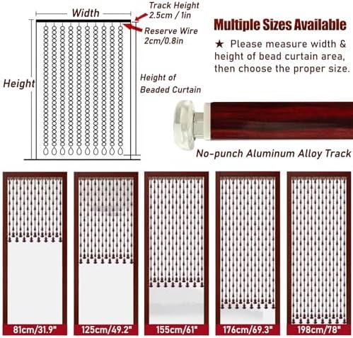 NEVKA Beaded Curtain Room Divider 25 Strands 155cm Long