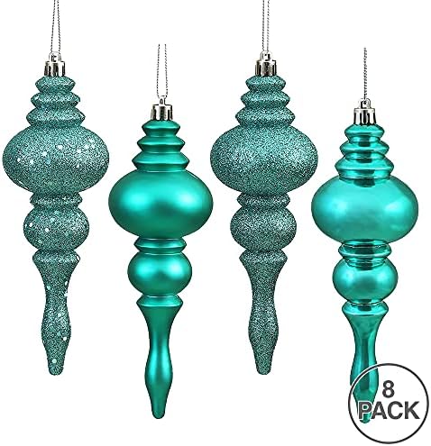 Vickerman 7 Inch 4-Finish Finial Ornament 8 Pack 1