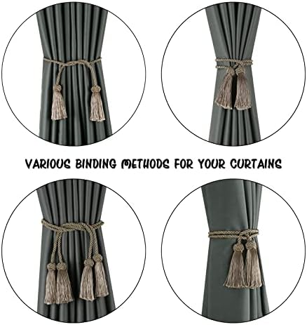 BEL AVENIR 2 Pack Curtain Tiebacks with Tassel Flaxen