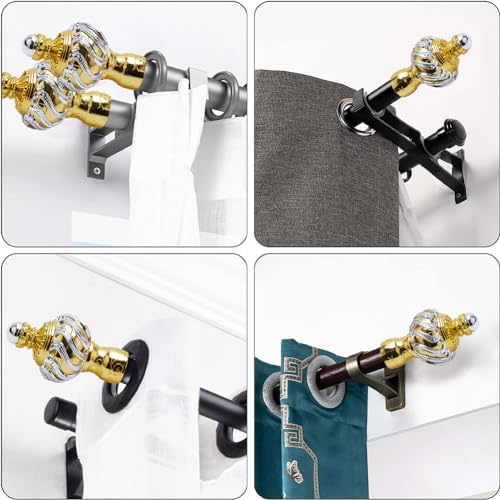 GORGECRAFT 4PCS Gold Curtain Rod Finials Ends Caps