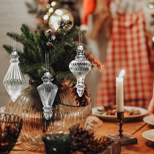 6 Pcs 57 Inch Glass Christmas Ornament Set
