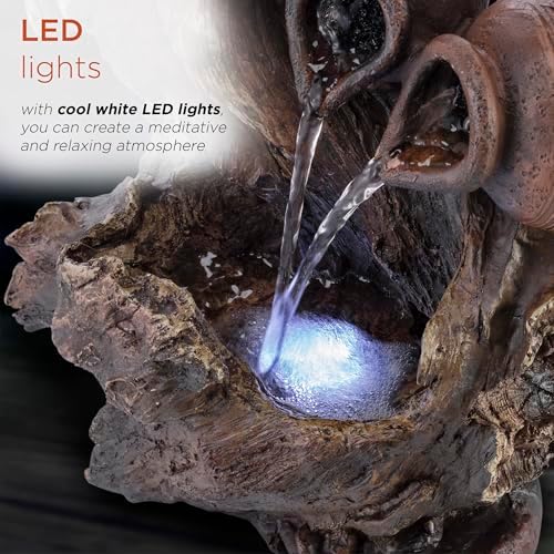 Alpine Corporation 14 Inch Tall Indoor Tabletop Fountain with LED Lights