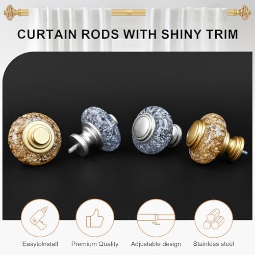 2 Pack Gold Curtain Rods for Windows 48-84 Inch