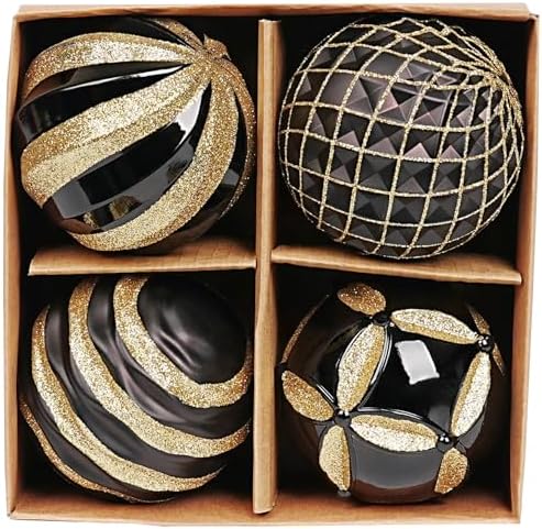 4 Piece Christmas Ornament Set for Tree and Holiday Decor