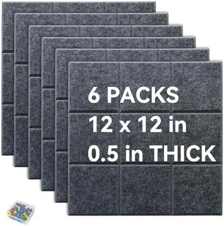 Yunihome Decorative Felt Bulletin Board Wall Tiles 6 Pack
