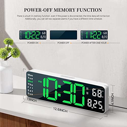 13-inch LED Digital Wall Clock with Remote Control