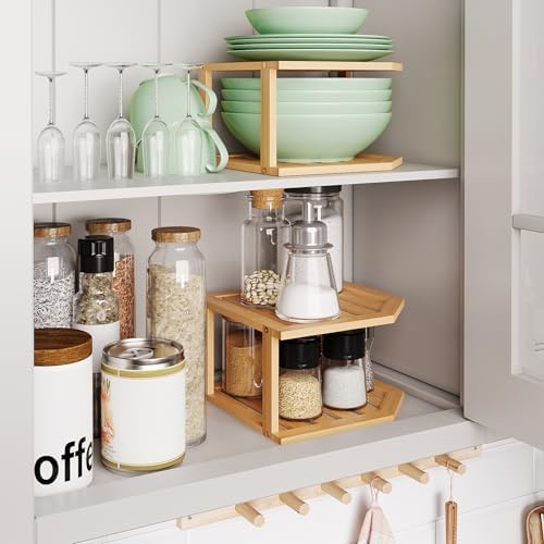 VERTORGAN Bamboo Corner Shelf 2 Pack