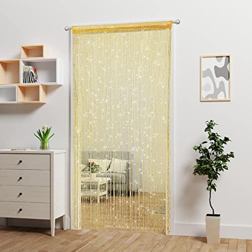 Gold Beaded Curtain for Doorway and Room Divider