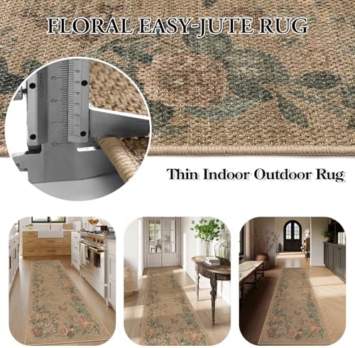 Lahome Floral Jute Style Rug Runner 2x8
