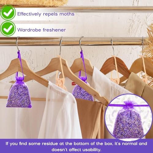 16 Pack Lavender Sachet Bags Cedar Chips Set - Natural Premium Dried Lavender Flowers for Home Fragrance