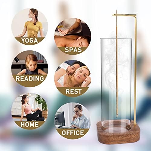 YHAOEN Incense Holder with Anti-Ash Design and Glass Catcher