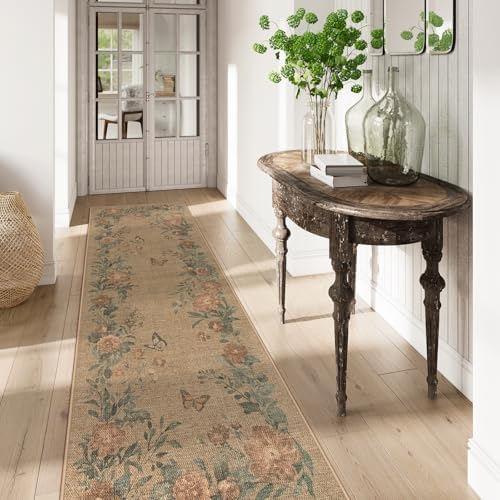 Lahome Floral Jute Style Rug Runner 2x8