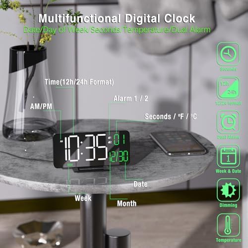 KOSUMOSU 67in Black Digital Alarm Clock