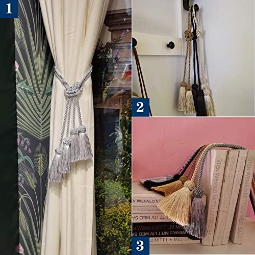 Elegant Grey Tassel Curtain Tiebacks 6 Pack
