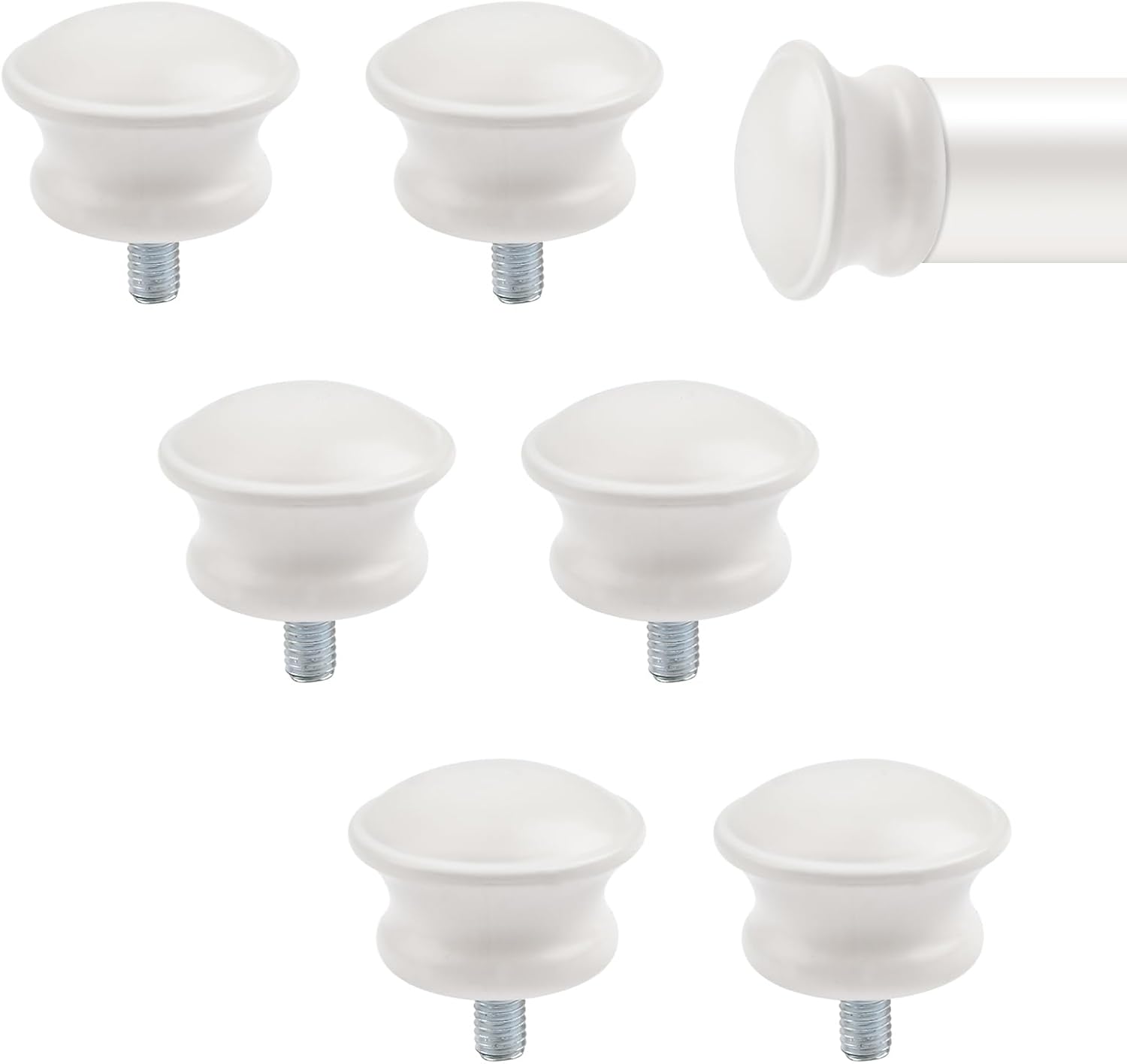 Curtain Finials 6Pcs Plastic Mushroom Shape Rod Caps White Vintage Window Decor