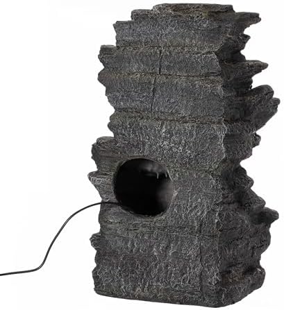 Cascading 5-Tier Electric Rock Water Fountain with LED Lights 18 In