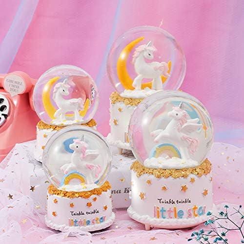 JORMEY Unicorn Musical Snow Globe with Lights