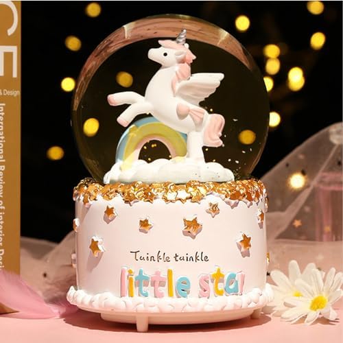 JORMEY Unicorn Musical Snow Globe with Lights