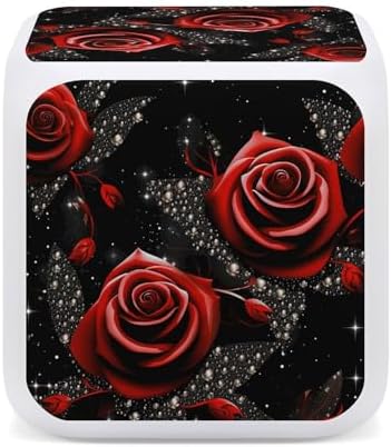 Red Roses and Stars Digital Alarm Clock with Night Light