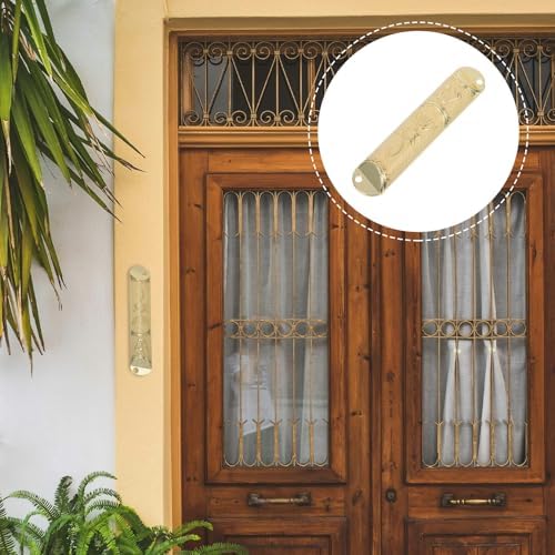 PRETYZOOM Beige Metal Mezuzah with Scroll for Door
