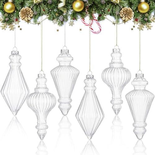 6 Pcs 57 Inch Glass Christmas Ornament Set