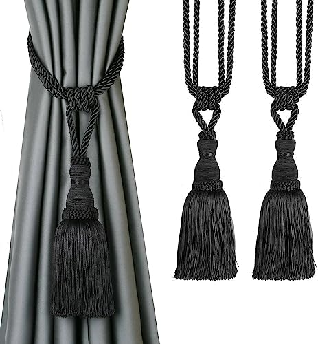 BEL AVENIR 2 Pack Curtain Tiebacks Tassel Drapery Holdbacks
