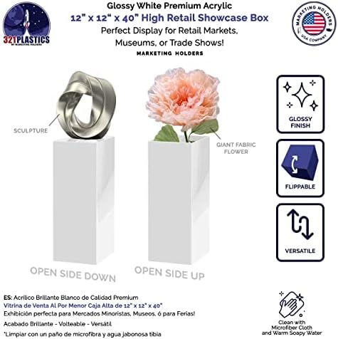 Tall White Acrylic Display Cube No Lid 12x12x40